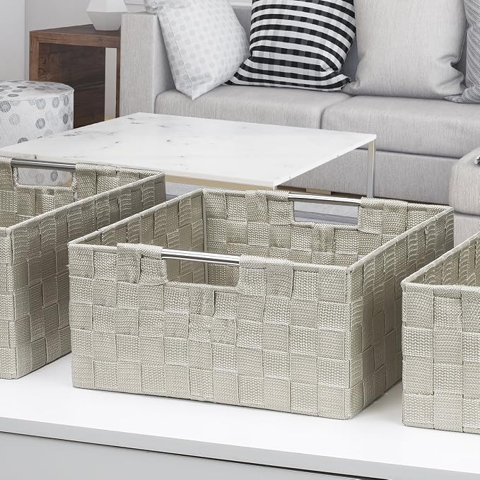 Sorbus Storage Box Woven Basket Bin Container Tote Cube Organizer Set Stackable - Image 5