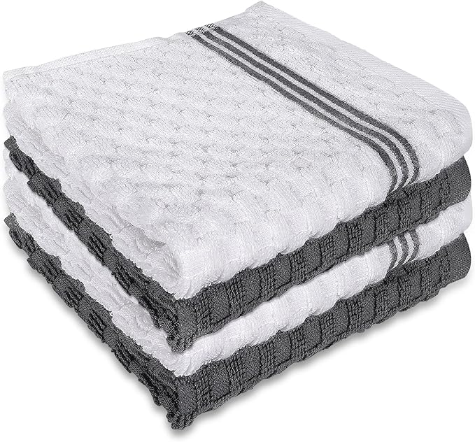 4 Pack 100% Cotton Wash Cloth, 12x12 Inch Highly Absorbent and Soft Feel by INFICRIME