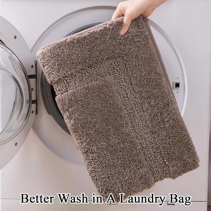 SHACOS Brown Bathroom Rugs Sets 3 Piece, Non-Slip Extra Soft Absorbent Bath Rug - Image 6