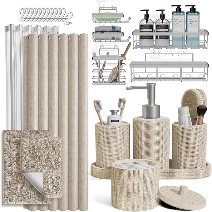 Clara Clark Beige Bathroom Set by ClaraClark