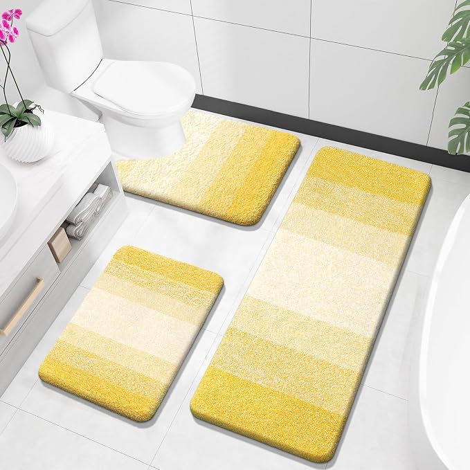 OLANLY Bathroom Rugs Sets 3 Piece, Soft Absorbent Microfiber Bath Mats and by OLANLY