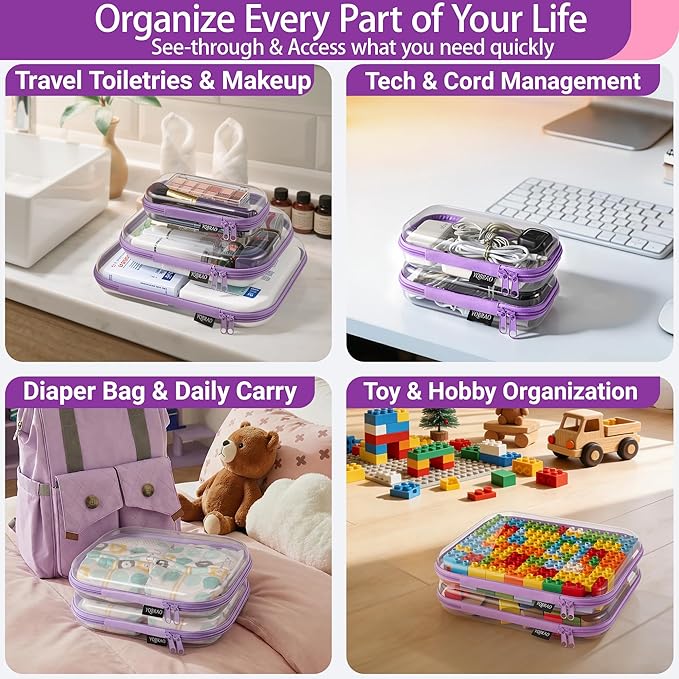 3 Pack Hard Sided Clear Zipper Case - Image 3