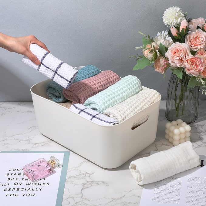 Zopeal Plastic Storage Bins 10 Pcs White Pantry Organizer Bins Small Baskets - Image 6