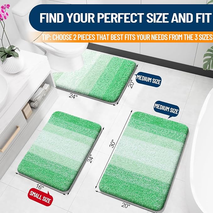 OLANLY Bathroom Rug Set 2 Piece, Soft Absorbent Microfiber Bath Mats and - Image 2