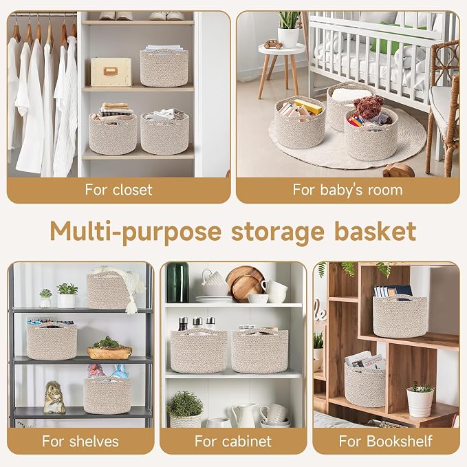 Small Rope Baskets for Storage, Baskets for Gifts Empty, Cute Round Woven Basket - Image 4