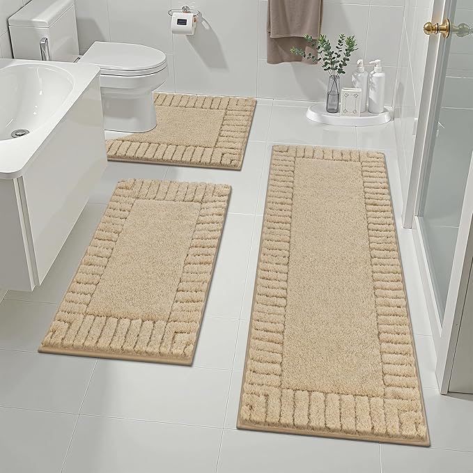Pauwer Bathroom Rugs Sets 3 Piece Bathroom Shower Rugs by Pauwer