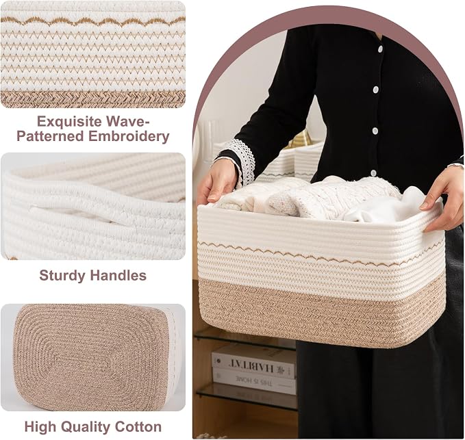 4 Pack Storage Baskets for Organizing, 15.75''x11.8''x7.87'', Decorative Cotton - Image 6