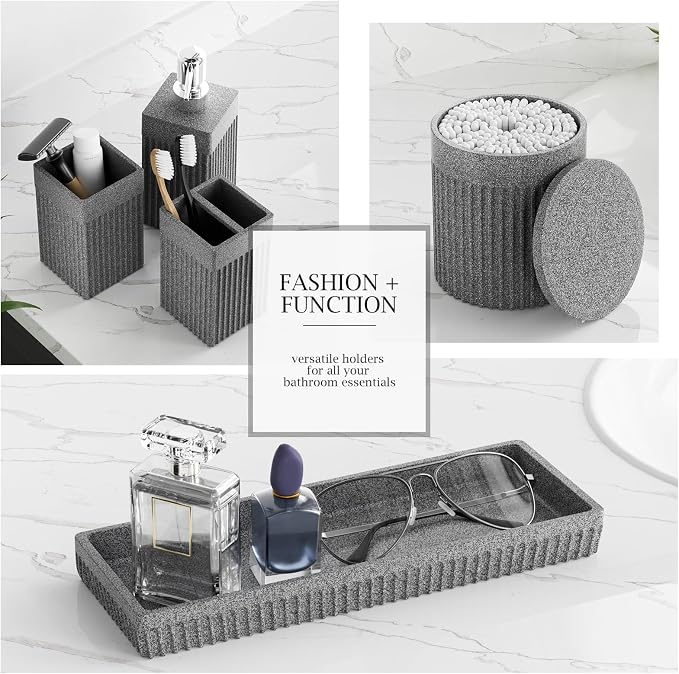 6-Piece Bathroom Set Grey - Image 5
