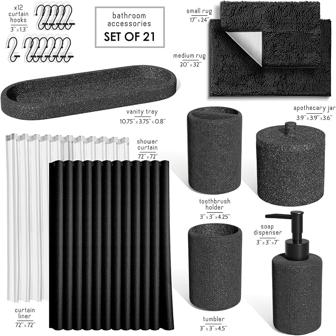 Clara Clark Coal Black Bathroom Set - Image 2