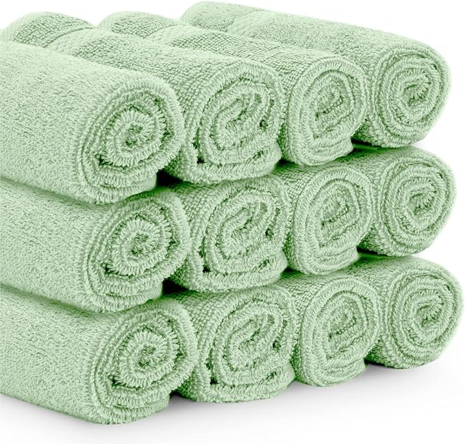 White Classic Luxury Cotton Washcloths 13x13 Inch - Image 3