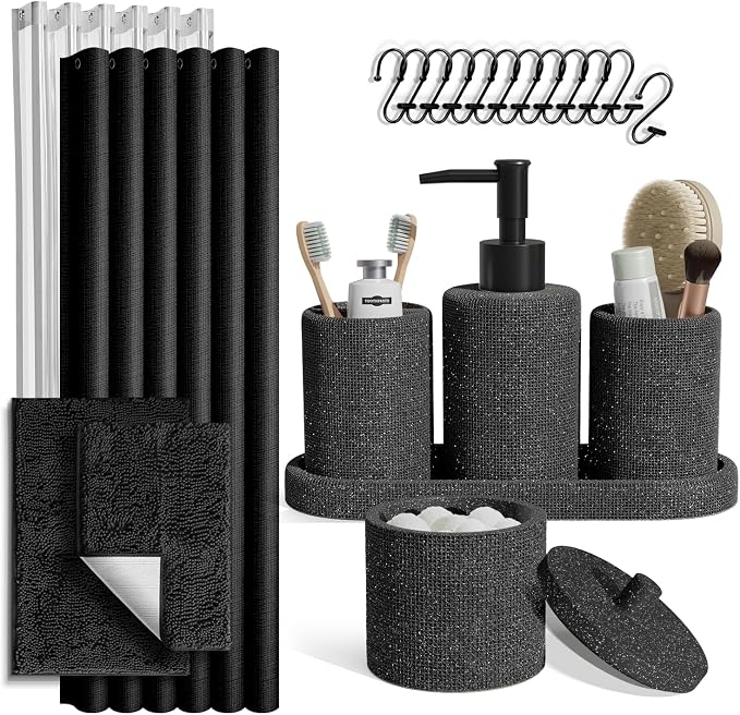Clara Clark Coal Black Bathroom Set by ClaraClark