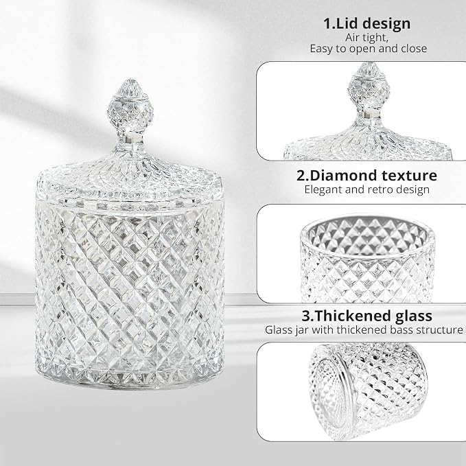 R FLORY 2 Pack Qtip Holder Glass Apothecary Jars - Image 6