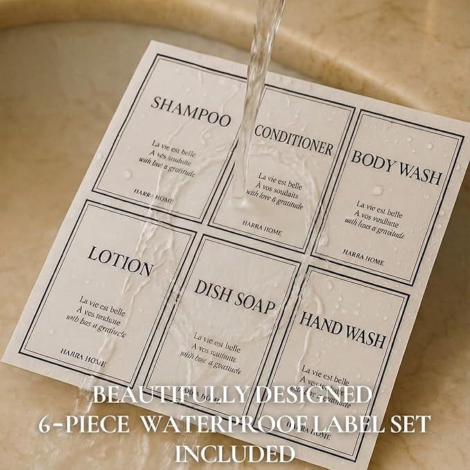 Modern Gold Design Shampoo and Conditioner Dispenser, Large 27oz Shower Soap - Image 7