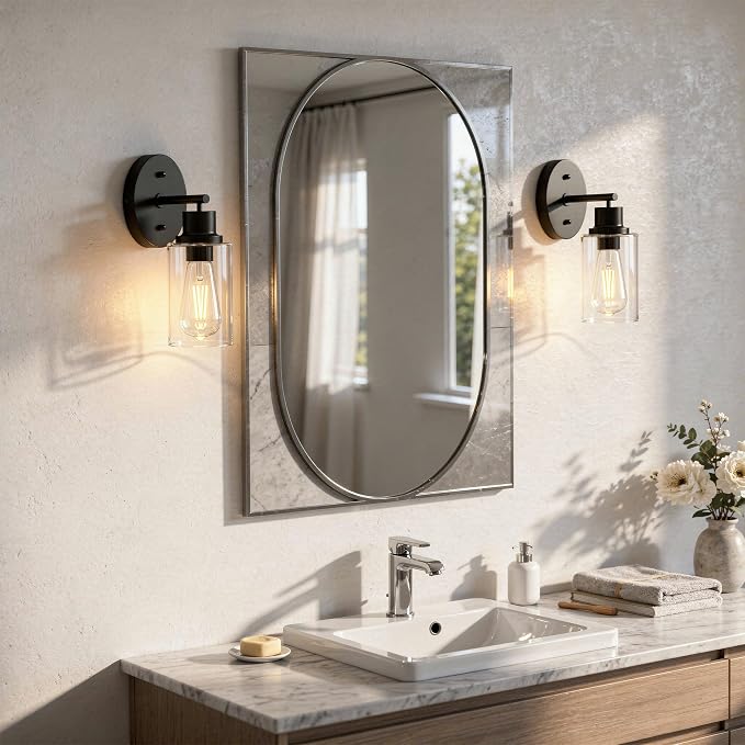 1-Light Black Bathroom Wall Sconce - Image 8