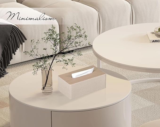 Tissue Box Cover Rectangular 9.8" x 5.3" x 4.3" Refined Modern PU Leather - Image 2