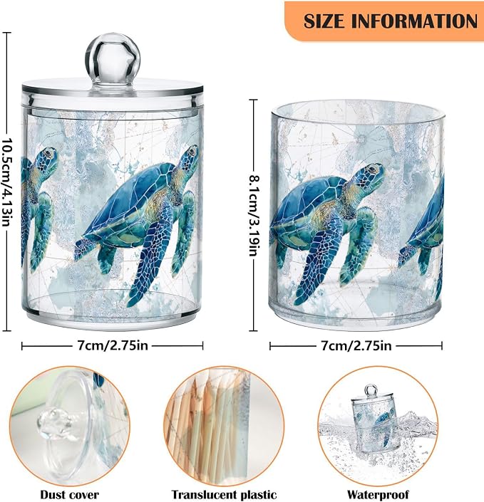 2 Pack Sea Turtle Pattern Apothecary Jars - Image 3