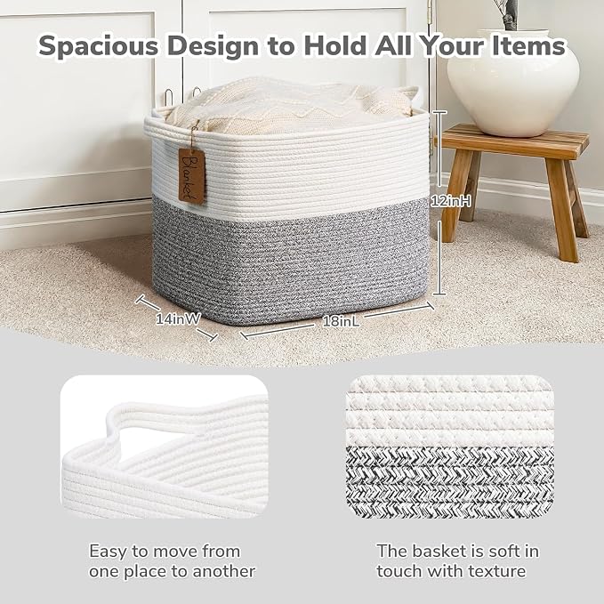 Goodpick Woven Storage Basket, Cotton Rope Baskets - Image 3