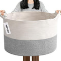 115L Large Blanket Basket, 23.6" L x 23.6" W x 15.7" H Rope Woven Baskets by HZFTJOY
