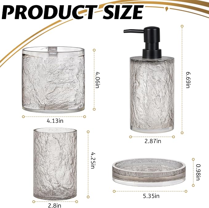 Modern Luxe Bathroom Accessories Set 4 Pcs Resin Bathroom Accessory Set Soap - Image 3