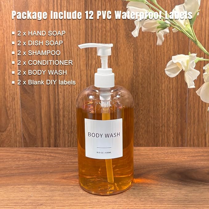 Soap Dispenser with Waterproof Labels, Thickened Plastic Hand Soap Dispenser - Image 3