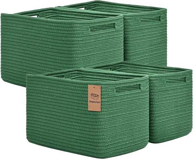 Storage Baskets for Organizing, 4 Pack Baskets for Shelves, Decorative Storage by Degeyoyo