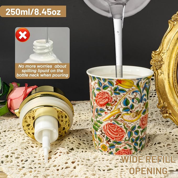 Vintage Rose Ceramic Foaming Soap Dispenser - Image 3
