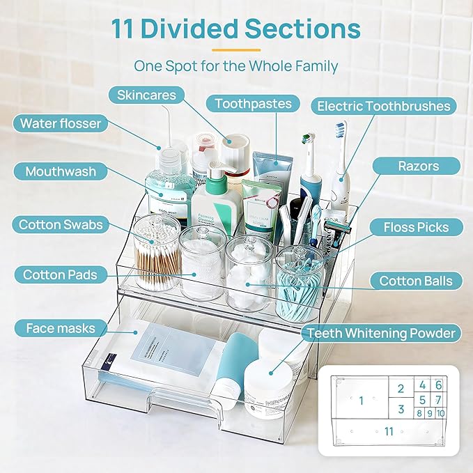 Vtopmart 6 PCS Bathroom Countertop Organizer, 1 Divided Tray - Image 3