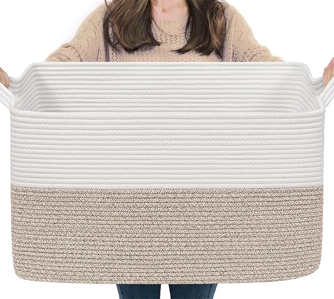 Goodpick Large Blanket Basket 22" x 17" x 12" Woven Storage Baskets by Goodpick