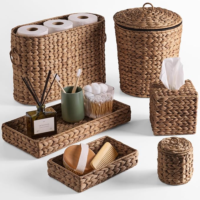 Best Choice Products 6PC Bathroom Accessories Set, Vanity Trays, qtip Canister by BestChoiceProducts