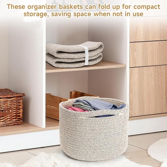 Small Rope Baskets for Storage, Baskets for Gifts Empty, Cute Round Woven Basket - Image 5
