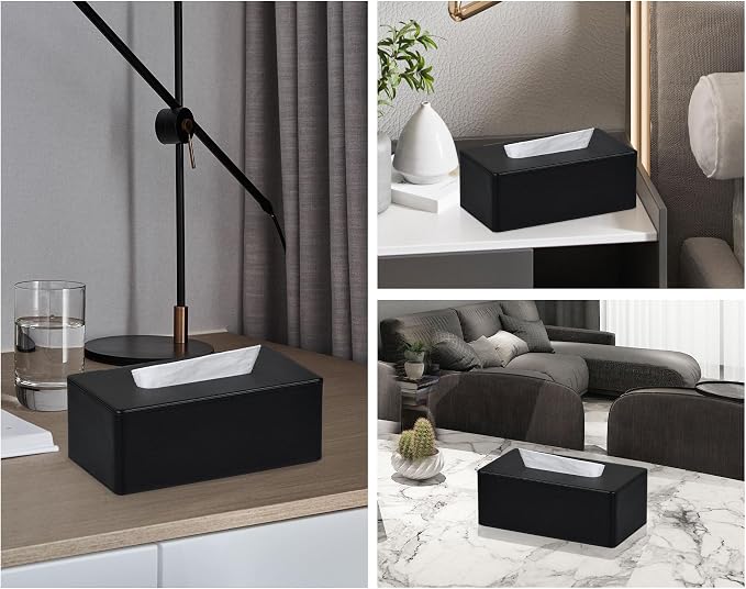Tissue Box Cover Rectangular 9.8" x 5.3" x 4.3" Refined Modern PU Leather - Image 3
