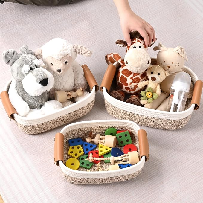 Storage Baskets for Organizing, Small Woven Basket Set of 6-4 Shelf Basket - Image 3