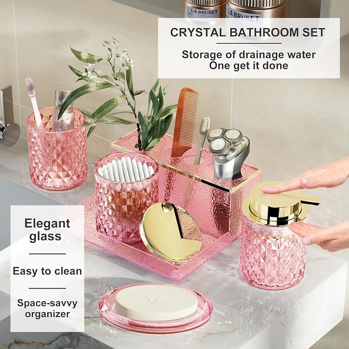 Pink Bathroom Accessories Set - Image 2