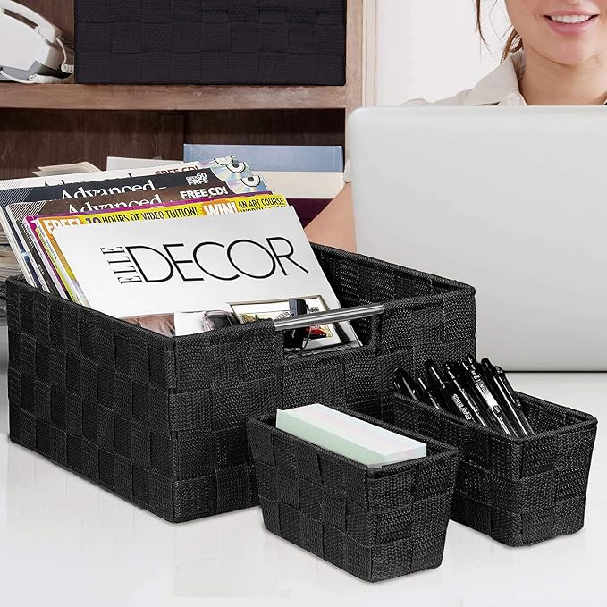 Sorbus Storage Baskets for Organizing, Mesh Hand-Woven Design, Linen Closet - Image 6
