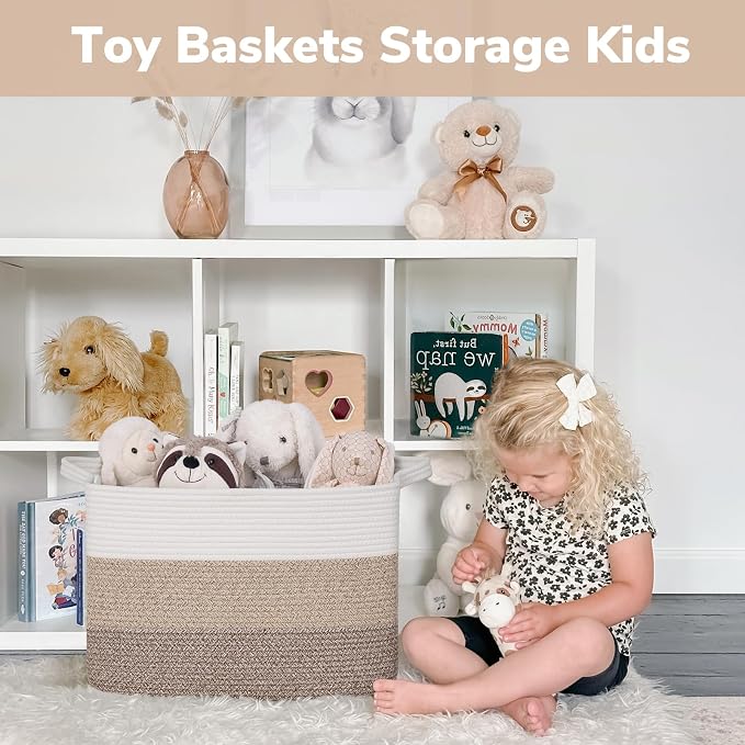 Goodpick Large Storage Basket, Toy Baskets Storage Kids, Rectangle Woven Basket - Image 4