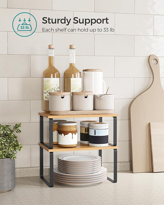 SONGMICS Cabinet Organizer Shelf, Kitchen Storage, Spice Rack, Expandable - Image 5