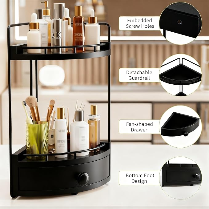 2-Tier Corner Bathroom Counter Organizer - Image 6