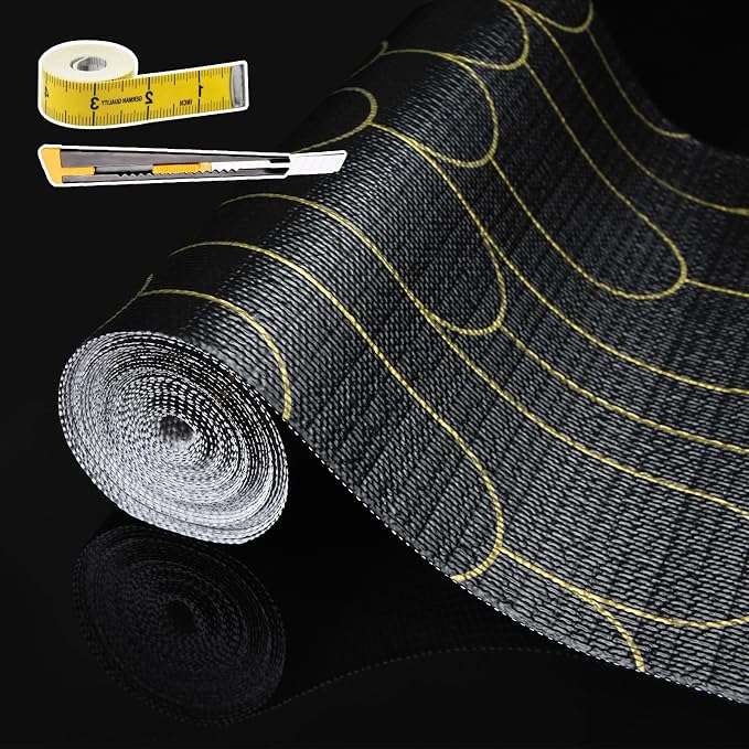 Shelf Liners for Kitchen Cabinets Drawer Liner 17.5in x 30FT Non Adhesive Black by Adwann