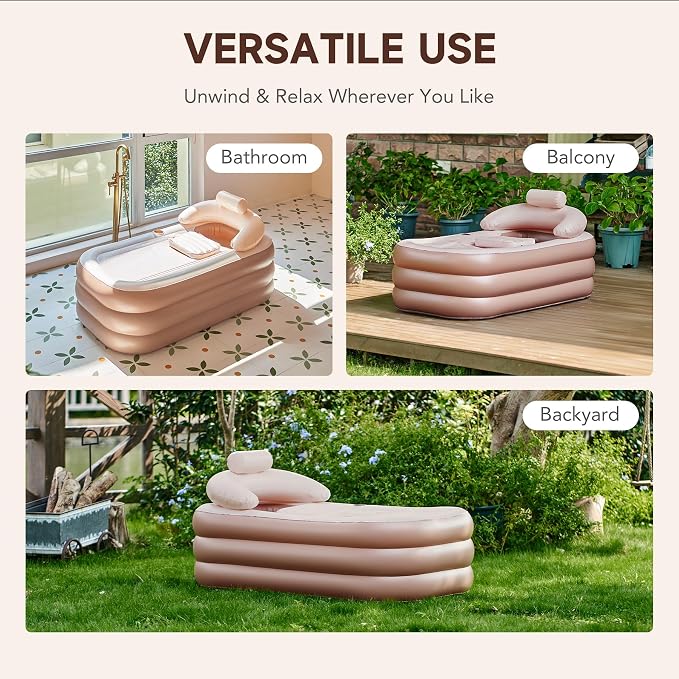 CO-Z Inflatable Bathtub with Electric Air Pump and Bath Pillow Headrest - Image 6