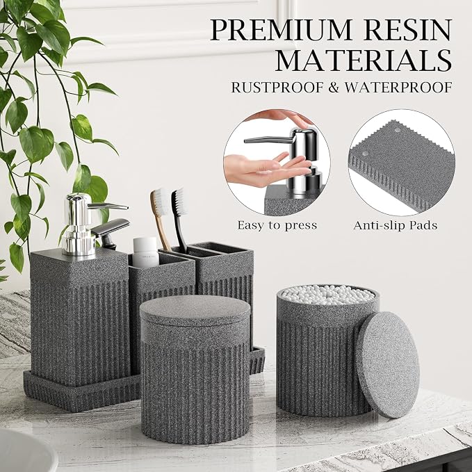 6-Piece Bathroom Set Grey - Image 4