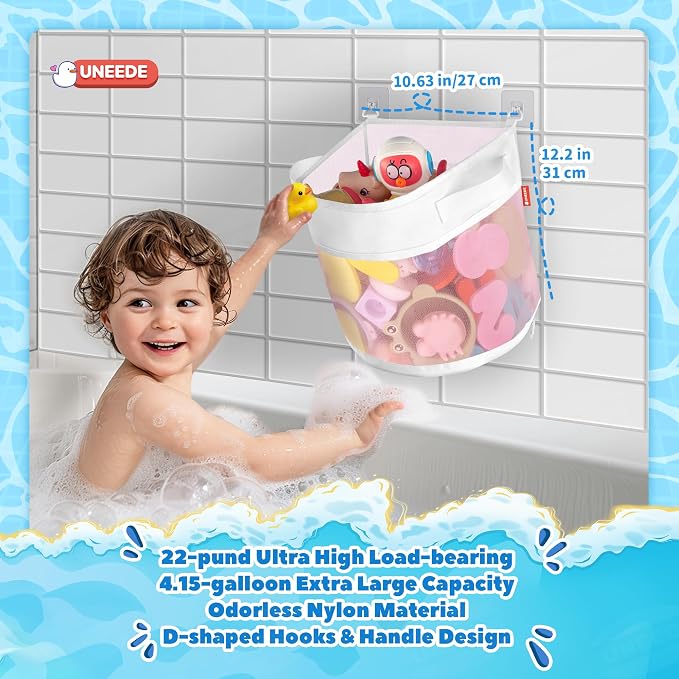UNEEDE Bath Toy Organizer, 4.15 Gallons Bathtub Toy Storage Organizer, Quick - Image 4