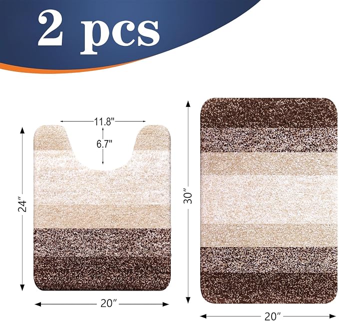 OLANLY Bathroom Rug Set 2 Piece, Soft Absorbent Microfiber Bath Mats and - Image 2