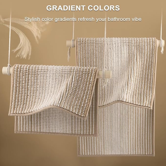 BSICPRO Bathroom Rugs and Mats Sets, 2 Piece Thick Absorbent Chenille Bath Mat - Image 4