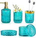 Teal Blue Bathroom Accessories Set, Hand Soap Dispenser Set, Soap Dish by LaMarriti