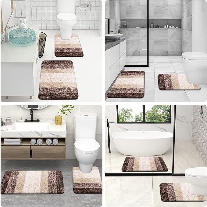 OLANLY Bathroom Rugs Sets 3 Piece, Soft Absorbent Microfiber Bath Mats and - Image 9