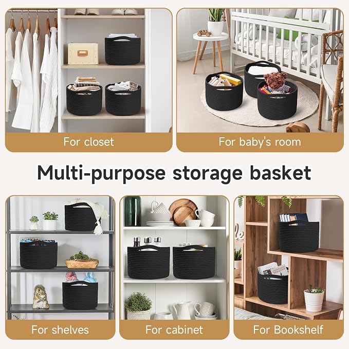 Small Rope Baskets for Storage, Baskets for Gifts Empty, Cute Round Woven Basket - Image 4
