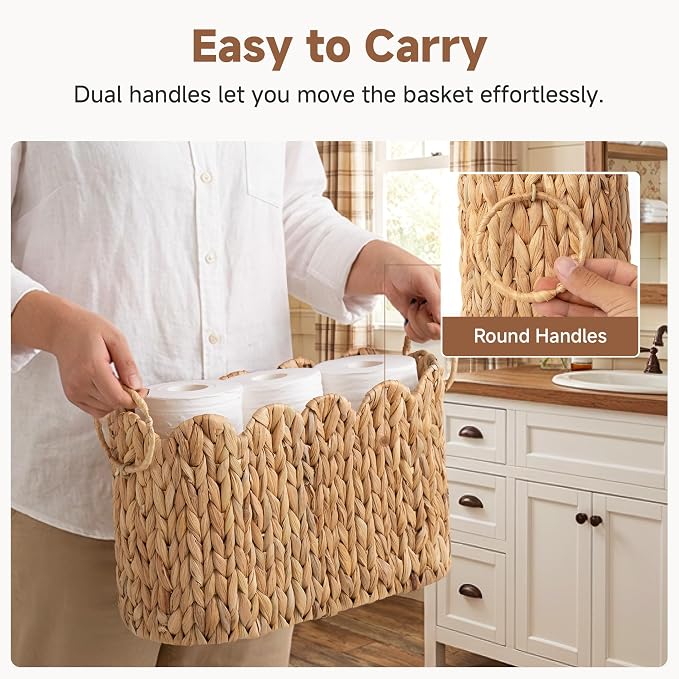 StorageWorks Scalloped Bathroom Toilet Paper Storage Holder, Wicker Toilet - Image 3