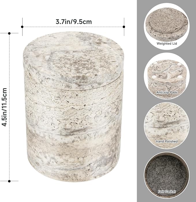 Natural Marble Canister, Cotton Swab Holder - Image 6
