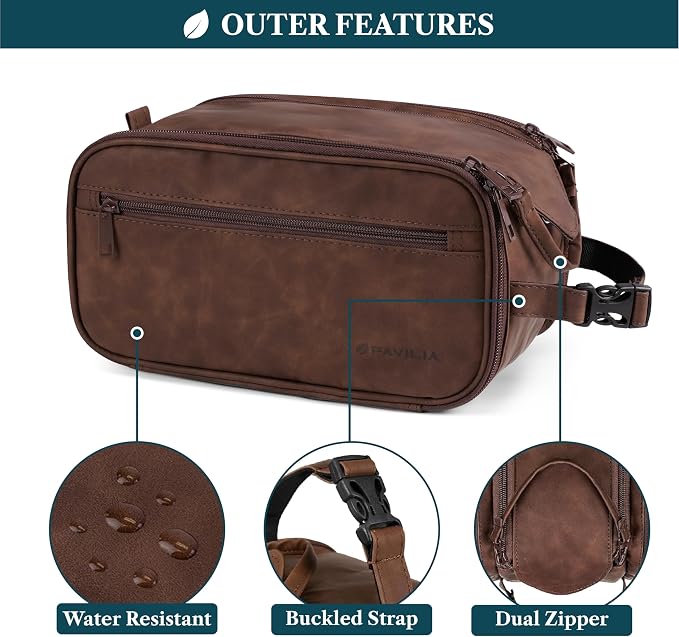 PAVILIA Toiletry Bag for Men Women, Mens Travel Bag Toiletries Organizer Case - Image 5