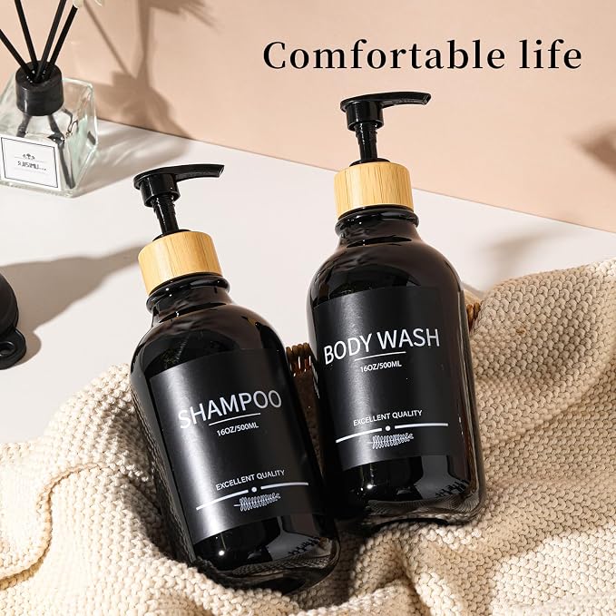 Shampoo and Conditioner Dispenser Bottles, 16.9oz Shower Containers - Image 5